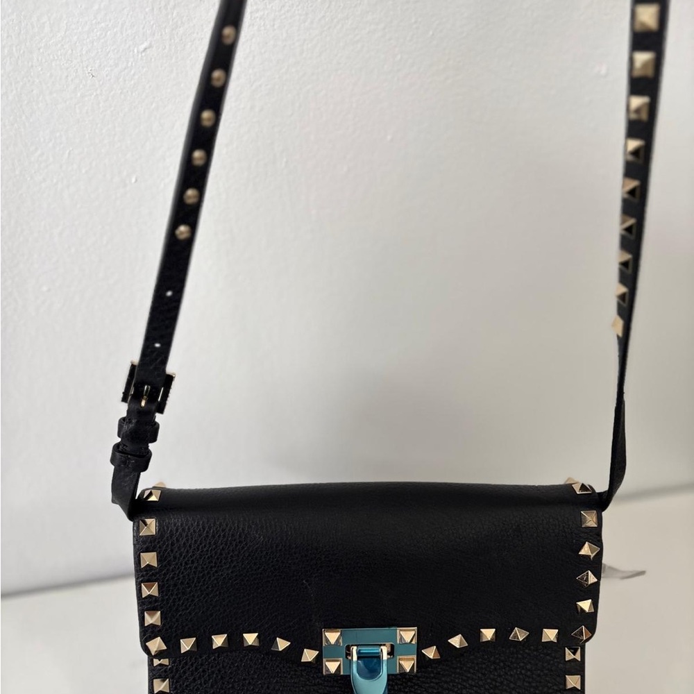 Valentino Black Leather Rockstud Crossbody with Gold Hardware - Picture 3 of 7